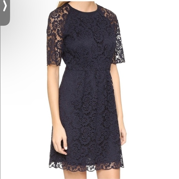 Madewell Womens Magnolia Lace Dress Size 8 Navy Blue Wedding Guest Classic Beach - Picture 2 of 9
